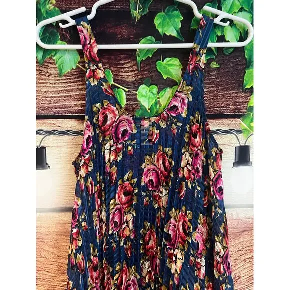 Zimmermann Floral Pleated Tent Dress Womens Large XL Sleeveless Maxi Accordion